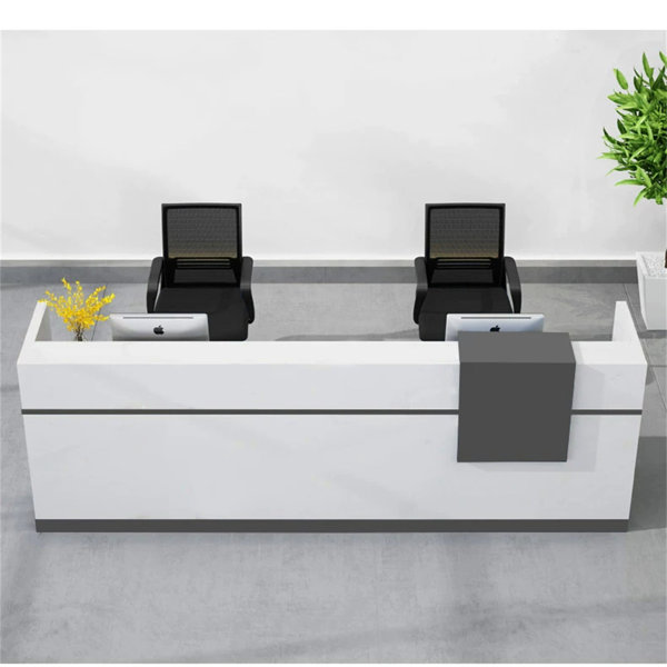 Ivy Bronx Emalei 2 Person Rectangular Laminate Reception Desk And Chair